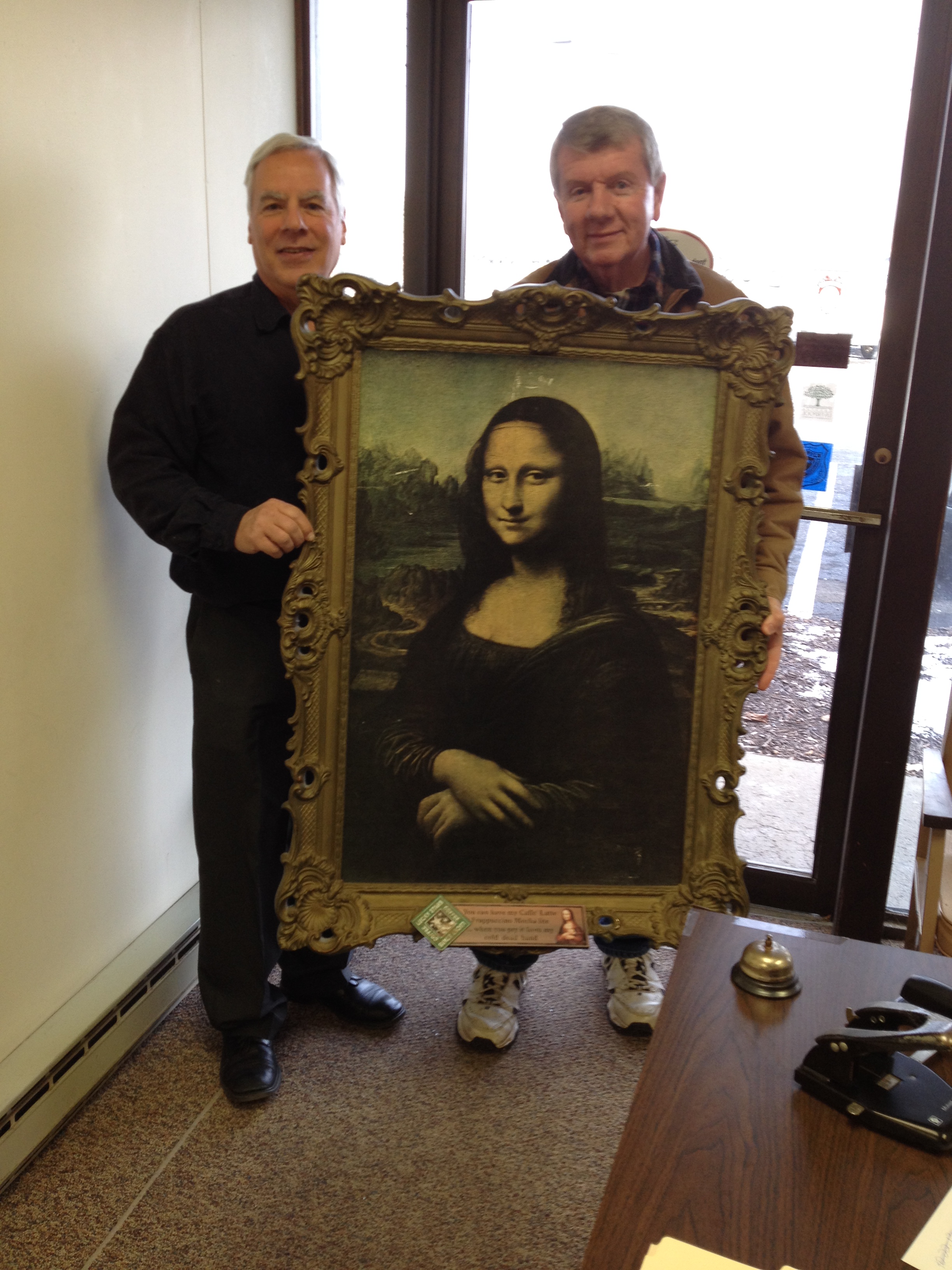 We were honored to receive a visit from the "Mona Lisa" today!  Thank you to our client Tom Barry (pictured right) for a view of his "one-of-a-kind" masterpiece.
